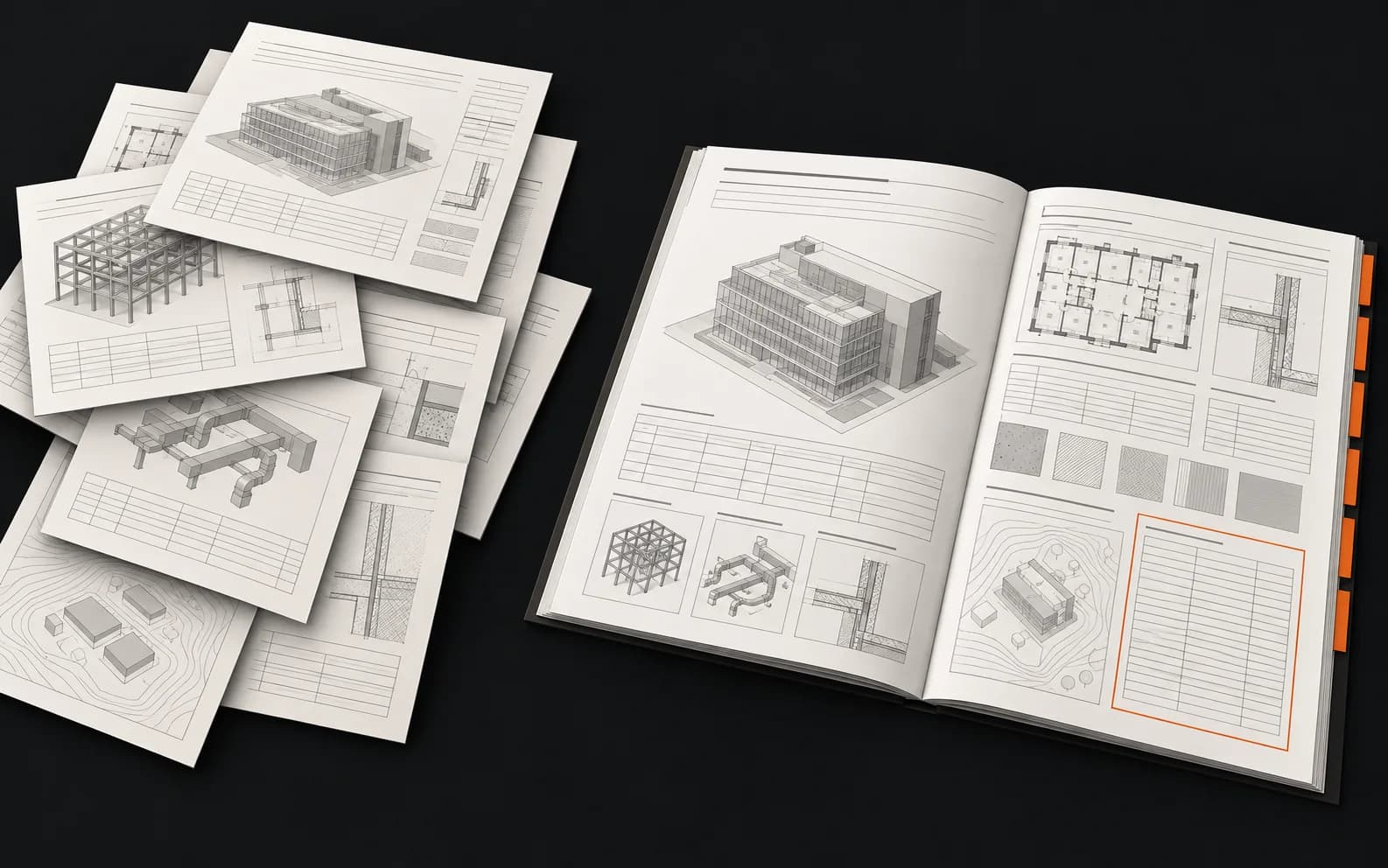 Conceptual document workflow showing fragmented information becoming a controlled BEP